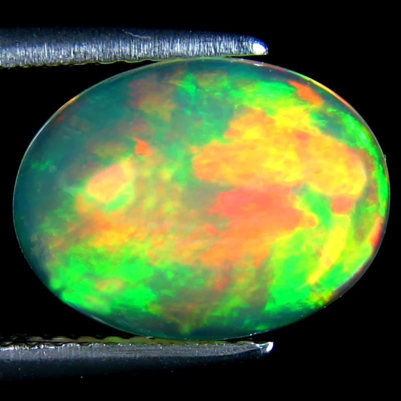 2.20 ct Superior Oval Cabochon Cut (12 x 9 mm) Ethiopia Play of Colors Rainbow Opal Natural Gemstone