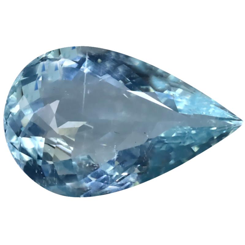 11.05 ct Remarkable Pear Cut (21 x 13 mm) Unheated / Untreated Sky Blue Aquamarine Natural Gemstone