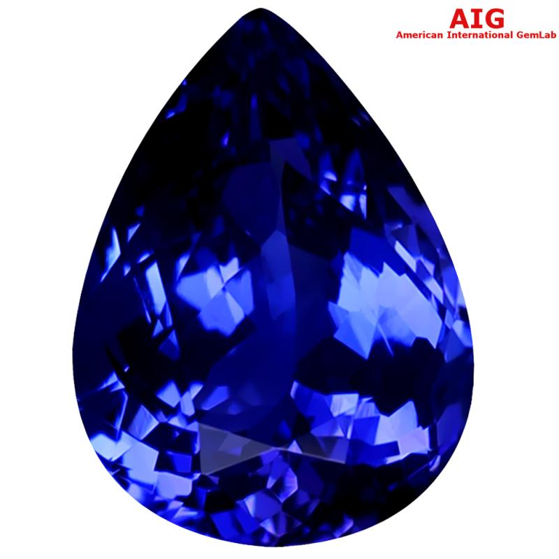 3.19 ct AIG CERTIFIED AAAA+ GRADE REMARKABLE PEAR CUT (11 X 8 MM) D'BLOCK TANZANITE GEMSTONE