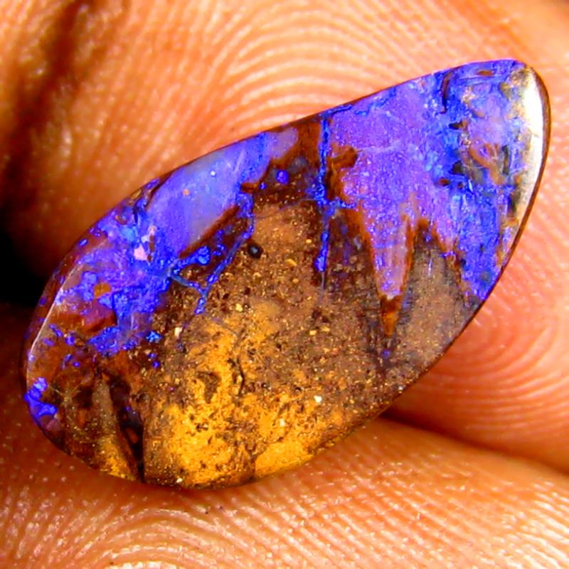 4.97 ct Magnificent fire Fancy Shape Australia Rare Metallic Boulder Opal Natural Gemstone