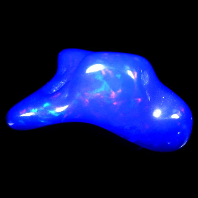 11.64 ct Phenomenal Fancy Cut (25 x 15 mm) Ethiopia Play of Colors Blue Opal Natural Gemstone