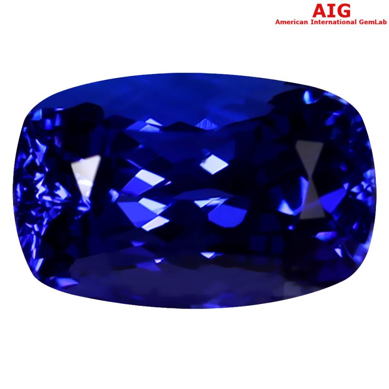 1.94 ct AIG CERTIFIED AAAA GRADE SPLENDID CUSHION CUT (9 X 6 MM) D'BLOCK TANZANITE GEMSTONE
