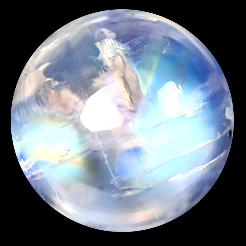 1.52 ct AAA Beautiful Round Cabochon Shape (7 x 7 mm) Rainbow Blue Moonstone Natural Gemstone