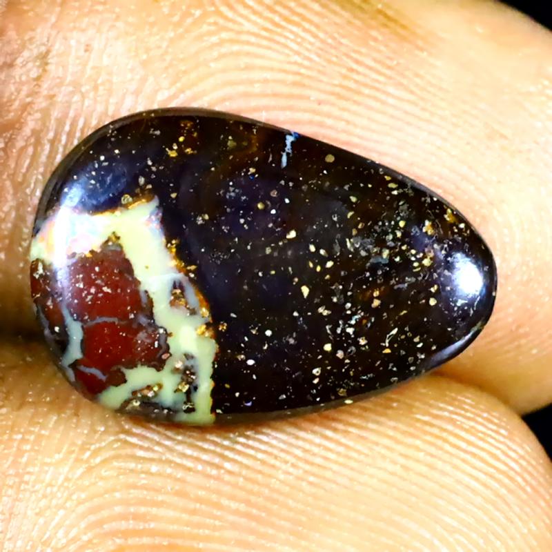 5.37 ct Incomparable Fancy Shape (16 x 11 mm) Multi Color Australian Koroit Boulder Opal Natural Loose Gemstone