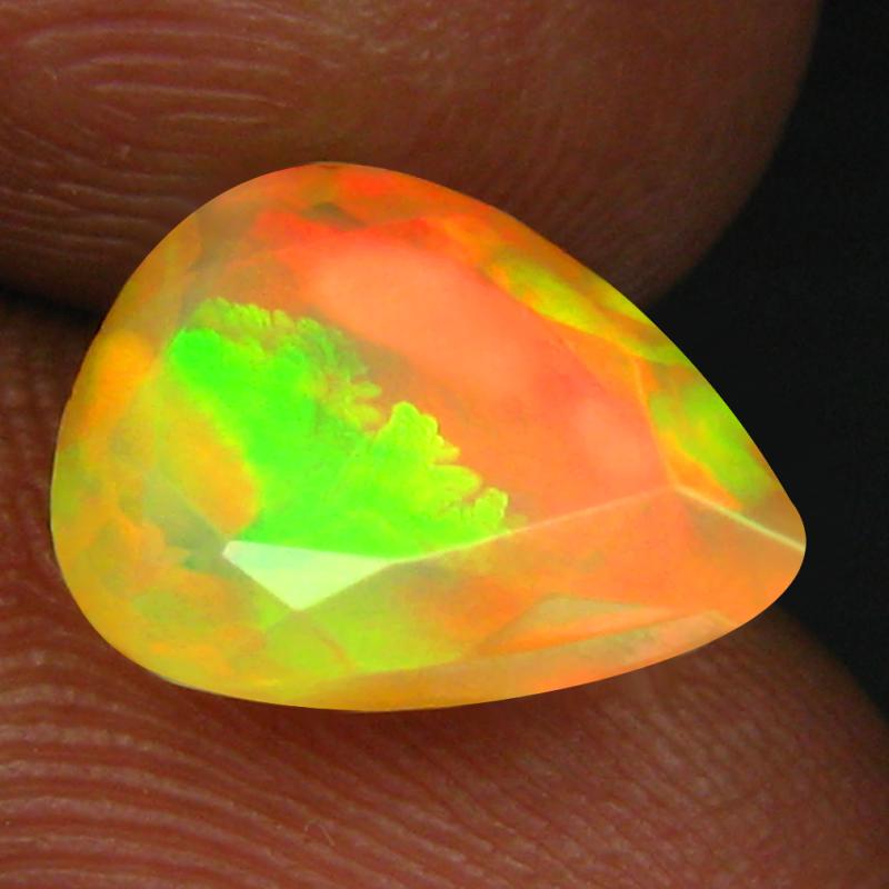 1.89 ct Very good Pear (11 x 9 mm) Un-Heated Ethiopia Rainbow Opal Loose Gemstone