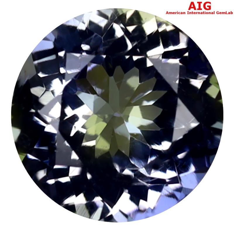 1.85 ct AIG Certified World class Round Shape (8 x 8 mm) Greenish Violet Tanzanite Natural Gemstone