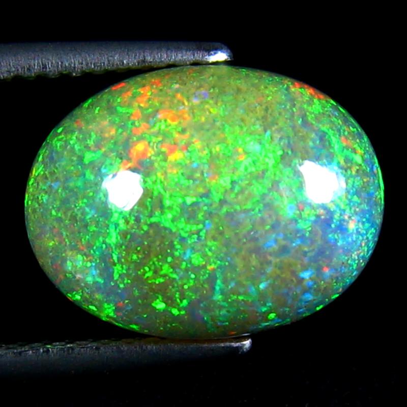 4.07 ct Spectacular Oval Cabochon Cut (13 x 10 mm) Ethiopia Play of Colors Rainbow Opal Natural Gemstone