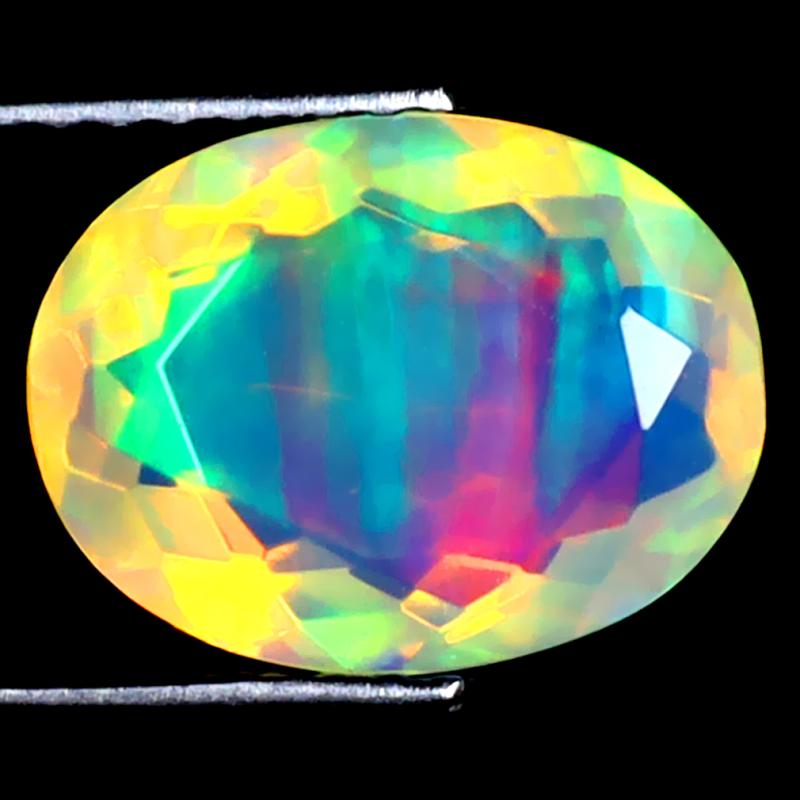 1.89 ct Spectacular Oval (11 x 8 mm) Ethiopian 360 Degree Flashing Rainbow Opal Natural Gemstone