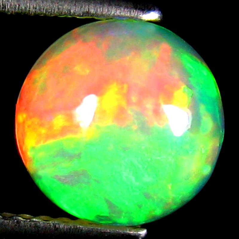 2.06 ct Astonishing Round Cabochon Cut (9 x 9 mm) Ethiopia Play of Colors Rainbow Opal Natural Gemstone