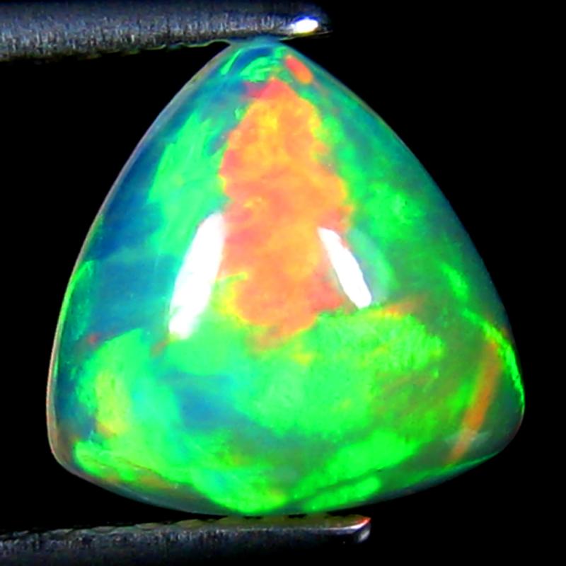 1.88 ct Marvelous Triangle Cabochon Cut (10 x 10 mm) Ethiopia Play of Colors Rainbow Opal Natural Gemstone