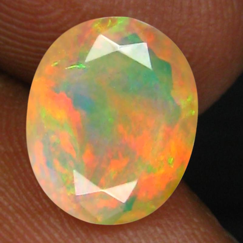 1.86 ct Magnificent fire Oval (10 x 8 mm) Un-Heated Ethiopia Rainbow Opal Loose Gemstone