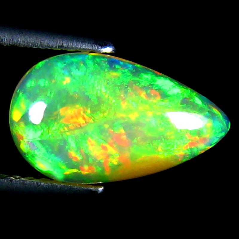 2.37 ct Flashing Pear Cabochon Cut (13 x 8 mm) Ethiopia Play of Colors Rainbow Opal Natural Gemstone