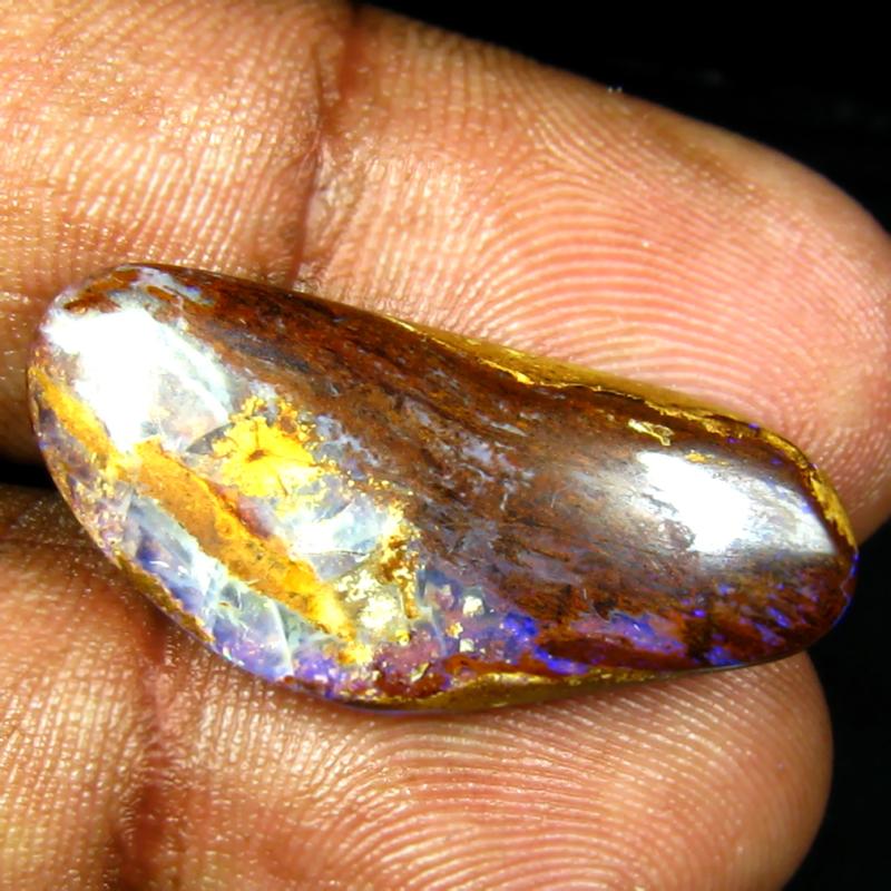 13.24 ct Amazing Fancy Shape (27 x 12 mm) Multi Color Australian Koroit Boulder Opal Natural Loose Gemstone