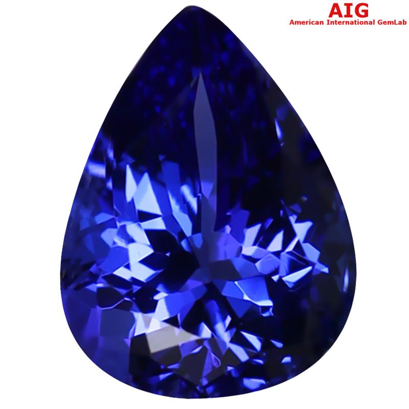1.68 ct AIG CERTIFIED AAAA GRADE OUTSTANDING PEAR CUT (9 X 7 MM) D'BLOCK TANZANITE GEMSTONE