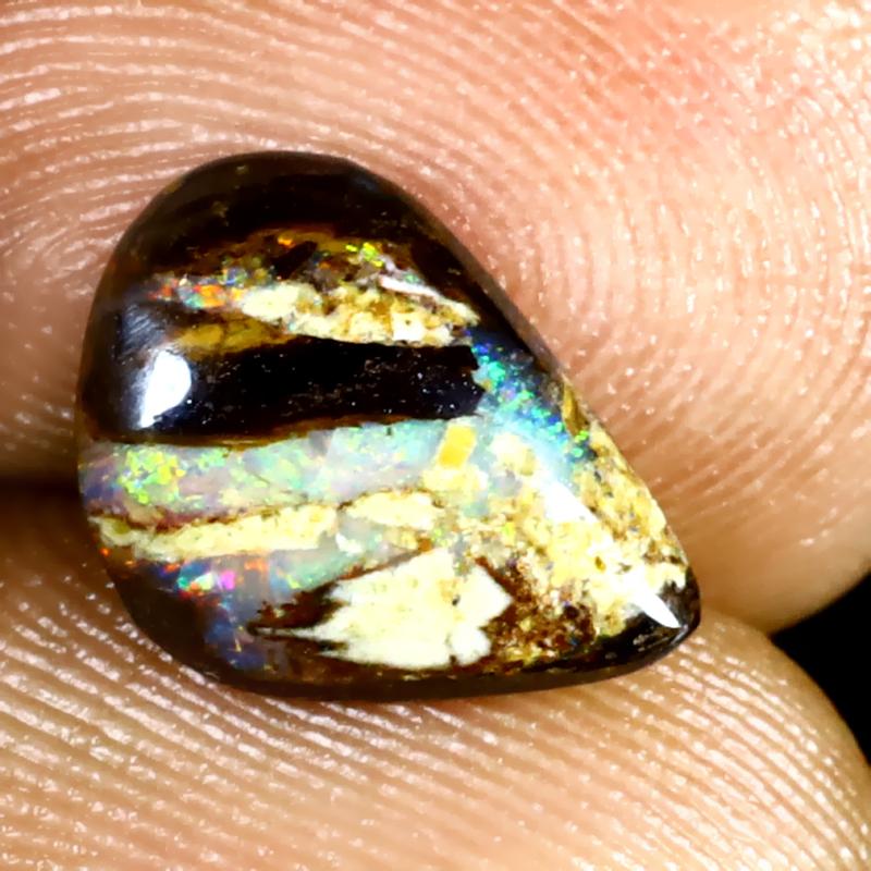 2.31 ct Shimmering Fancy Shape (11 x 8 mm) Multi Color Australian Koroit Boulder Opal Natural Loose Gemstone