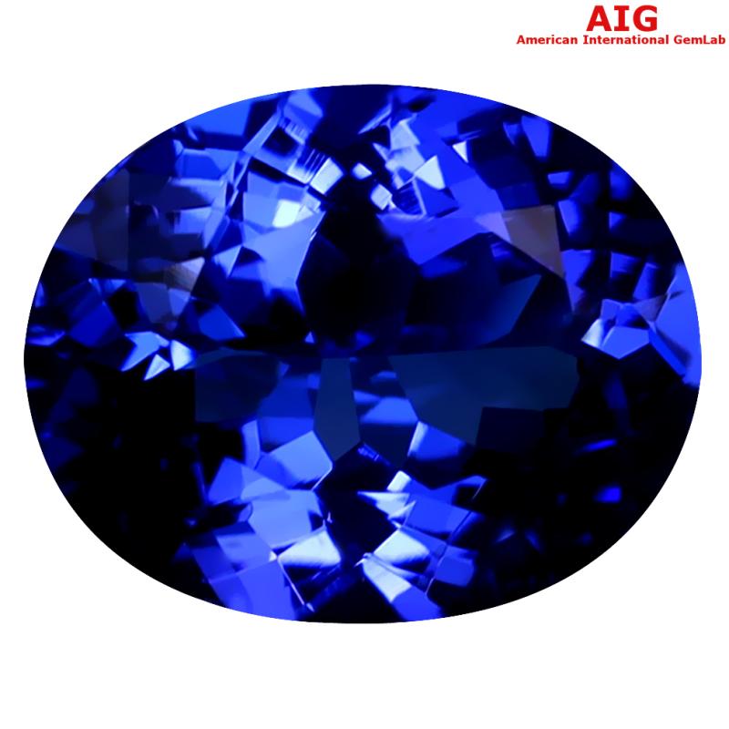 3.11 ct AIG CERTIFIED AAAA+ GRADE SUPERIOR OVAL CUT (10 X 8 MM) D'BLOCK TANZANITE GEMSTONE