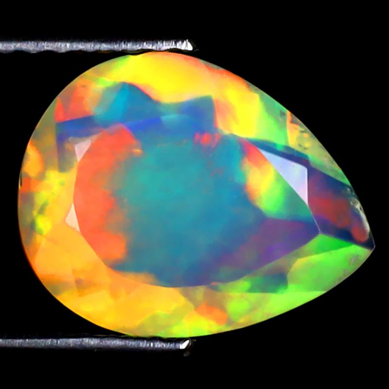 1.63 ct Elegant Pear (11 x 9 mm) Ethiopian 360 Degree Flashing Rainbow Opal Natural Gemstone