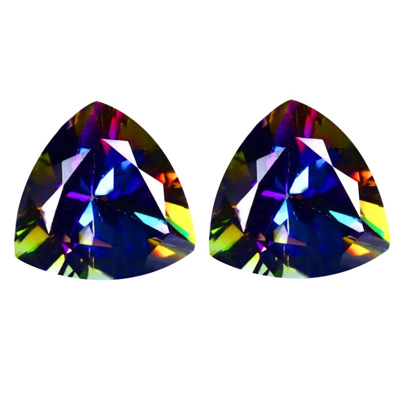 4.69 ct (2pcs) Magnificent MATCHING PAIR Trillion Shape (8 x 8 mm) Blue Passion Topaz Natural Gemstone