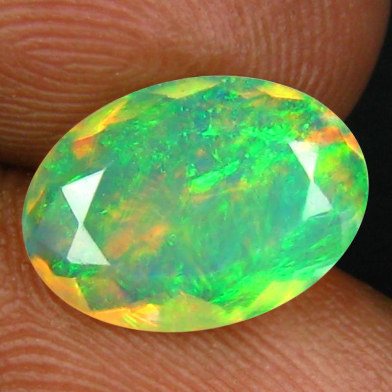 1.44 ct Best Oval (11 x 8 mm) Un-Heated Ethiopia Rainbow Opal Loose Gemstone