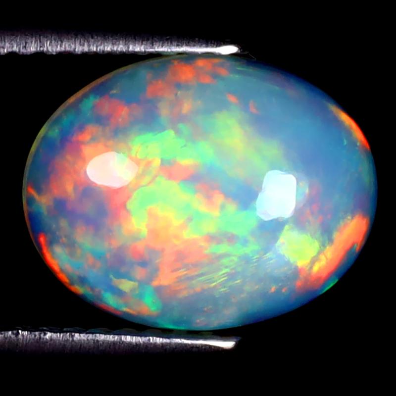 2.15 ct World class Oval Cabochon (11 x 9 mm) Ethiopian 360 Degree Flashing Rainbow Opal Natural Gemstone