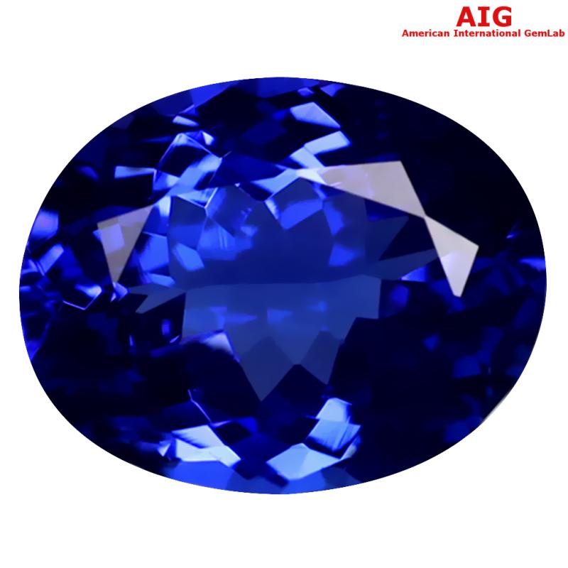 2.95 ct AIG CERTIFIED AAAA+ GRADE IMPRESSIVE OVAL CUT (10 X 8 MM) D'BLOCK TANZANITE GEMSTONE
