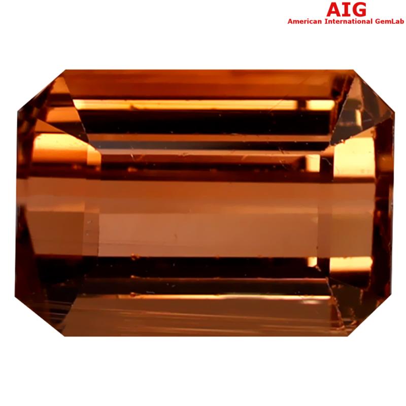 5.13 ct AIG Certified Mind-Boggling Octagon Cut (11 x 8 mm) Unheated / Untreated Orange Pink Tourmaline Loose Stone