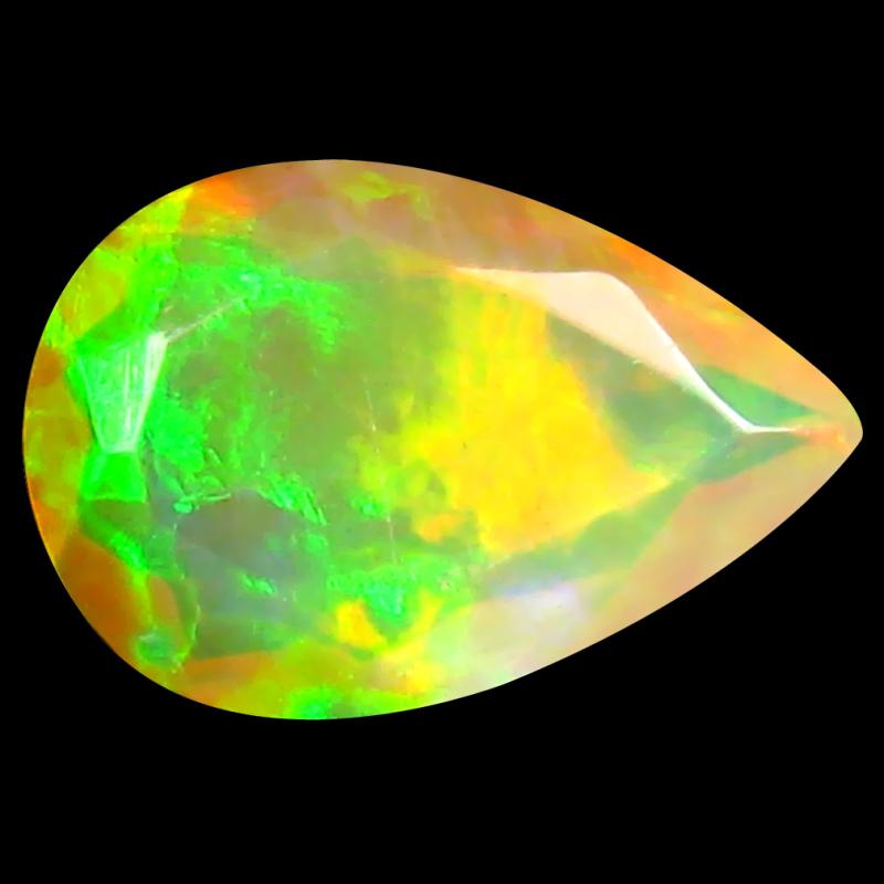 1.40 ct Flashing Pear (11 x 7 mm) Un-Heated Ethiopia Rainbow Opal Loose Gemstone