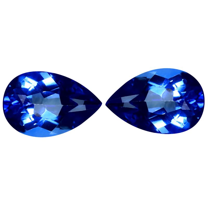 6.70 ct (2pcs) Lovely MATCHING PAIR Pear Shape (12 x 8 mm) English Blue Topaz Natural Gemstone
