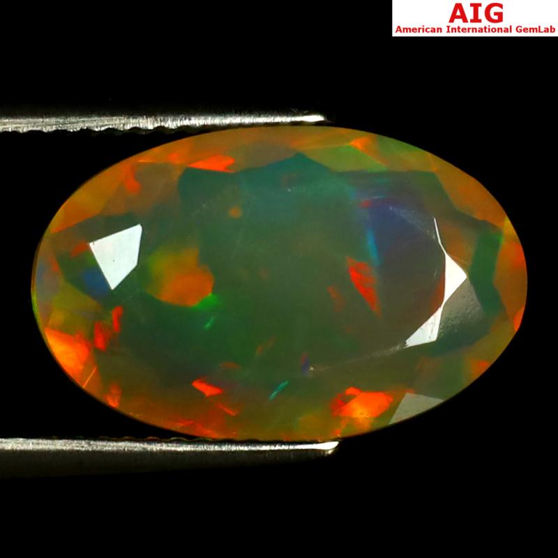 4.95 ct AIG Certified Good-looking Oval Shape (17 x 11 mm) Natural Rainbow Opal Loose Gemstone