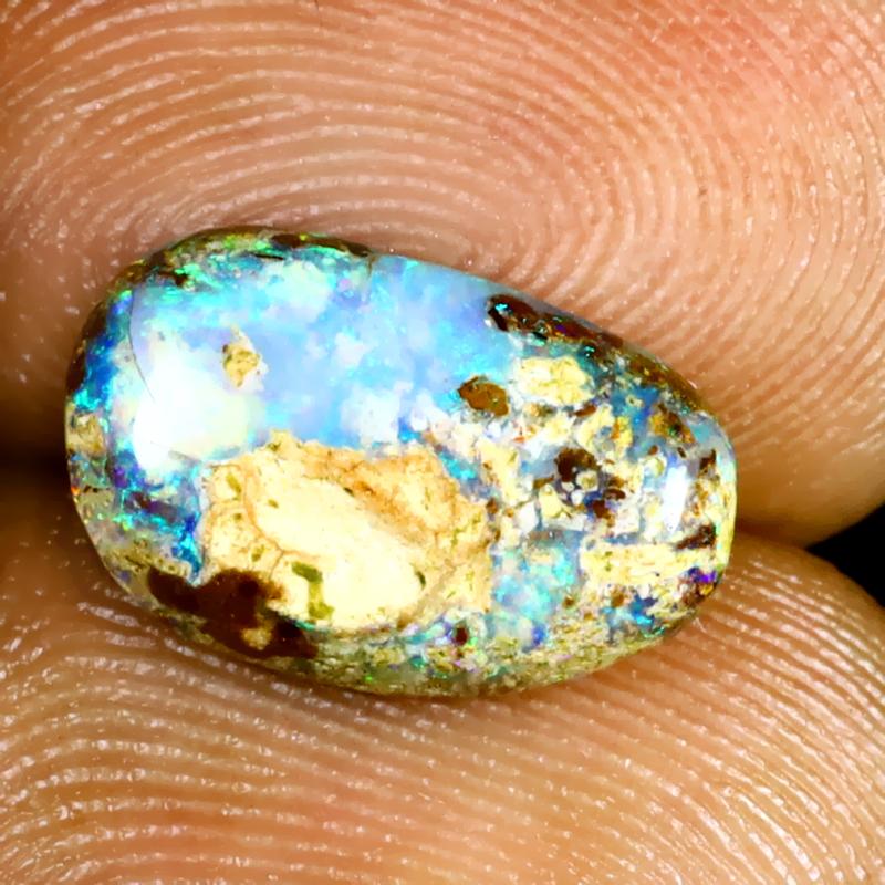 1.93 ct World class Fancy Shape (12 x 8 mm) Multi Color Australian Koroit Boulder Opal Natural Loose Gemstone