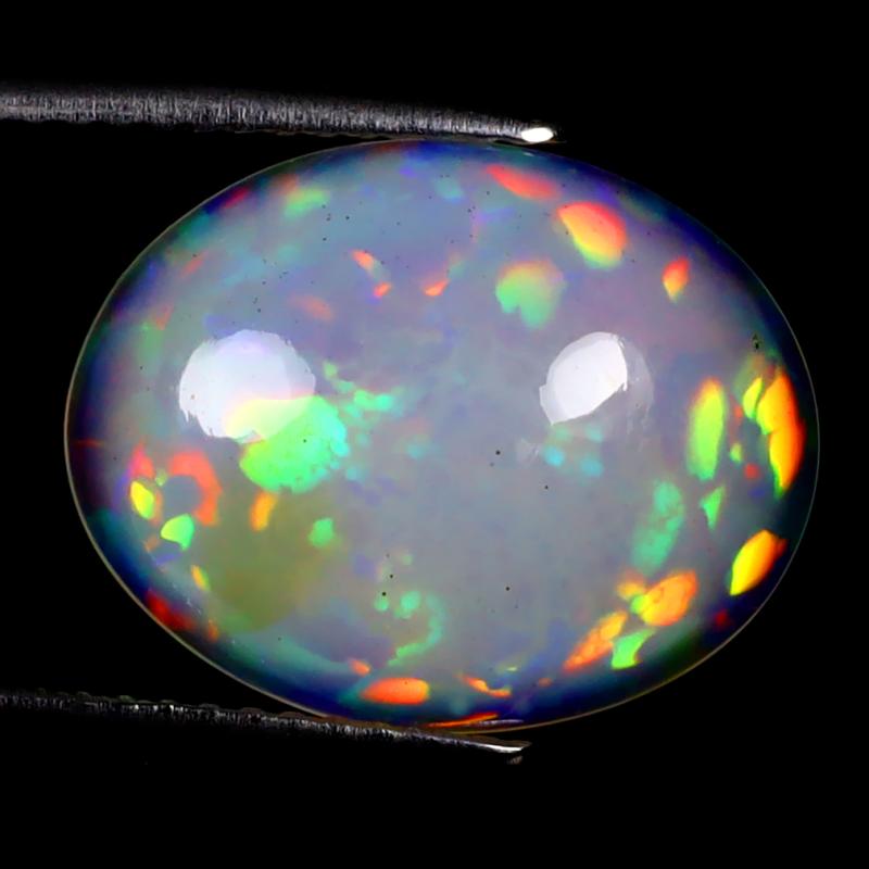 4.68 ct Dazzling Oval Cabochon (15 x 12 mm) Ethiopian 360 Degree Flashing Rainbow Opal Natural Gemstone