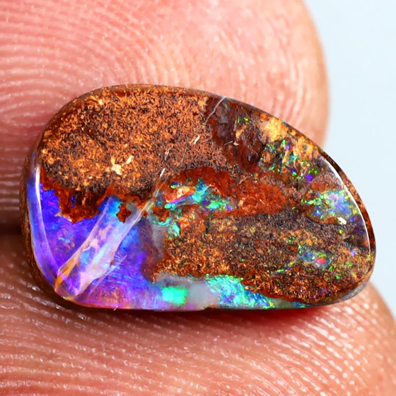 3.03 ct Pleasant Fancy Shape (14 x 9 mm) Multi Color Australian Koroit Boulder Opal Natural Loose Gemstone