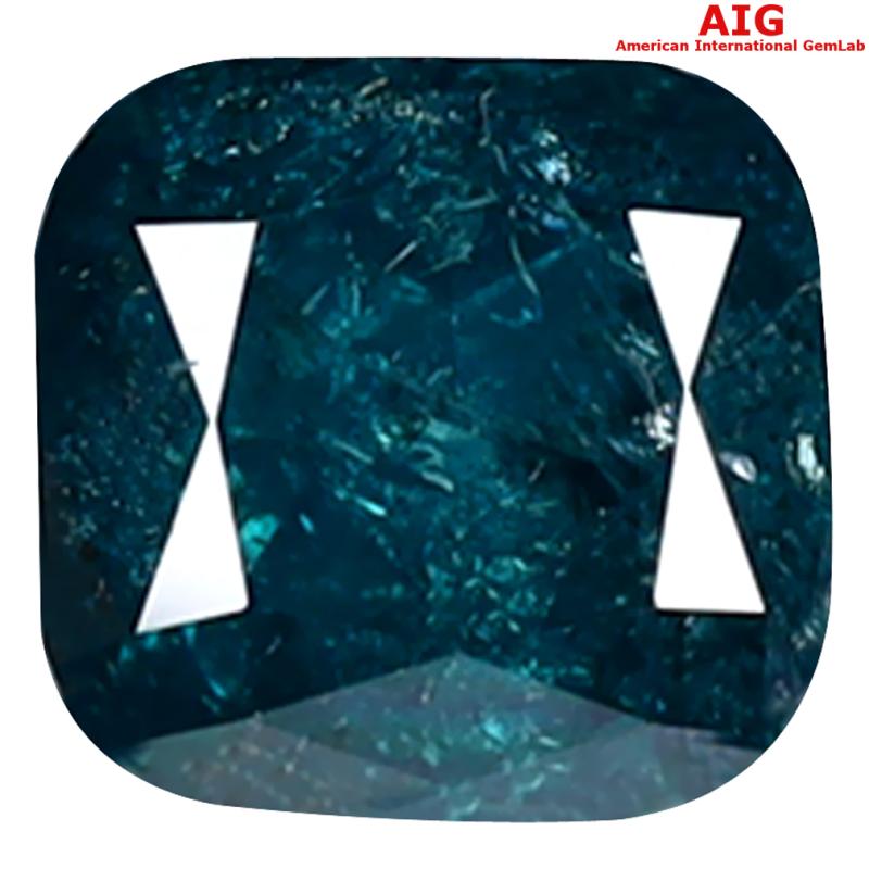 1.00 ct AIG CERTIFIED AMAZING CUSHION SHAPE (6 X 5 MM) GENUINE GREENISH BLUE DIAMOND LOOSE STONE