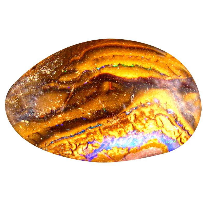 8.74 ct Remarkable Fancy Cabochon Shape (19 x 12 mm) Play of Colors Australian Koroit Boulder Opal Natural Loose Gemstone