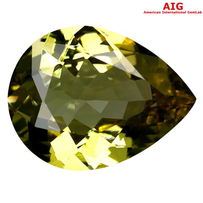 1.62 ct AIG Certified Marvelous Pear Shape (9 x 7 mm) Greenish Yellow Tanzanite Natural Gemstone