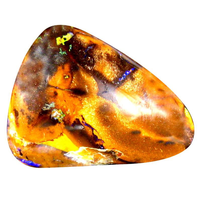 6.13 ct Fantastic Fancy Cabochon Shape (17 x 13 mm) Play of Colors Australian Koroit Boulder Opal Natural Loose Gemstone
