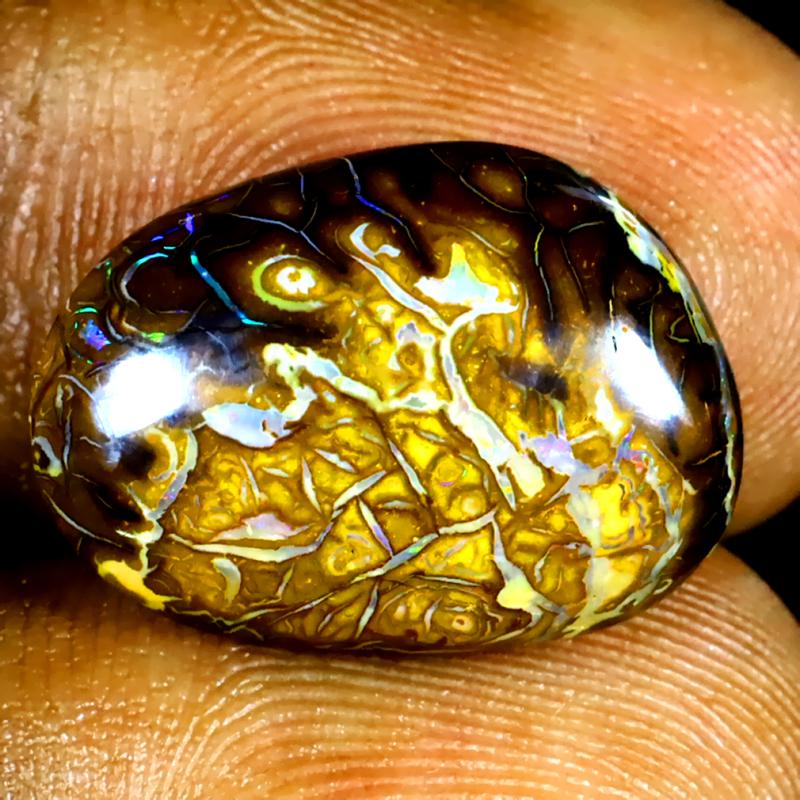 9.86 ct Best Fancy Shape (18 x 13 mm) Multi Color Australian Koroit Boulder Opal Natural Loose Gemstone