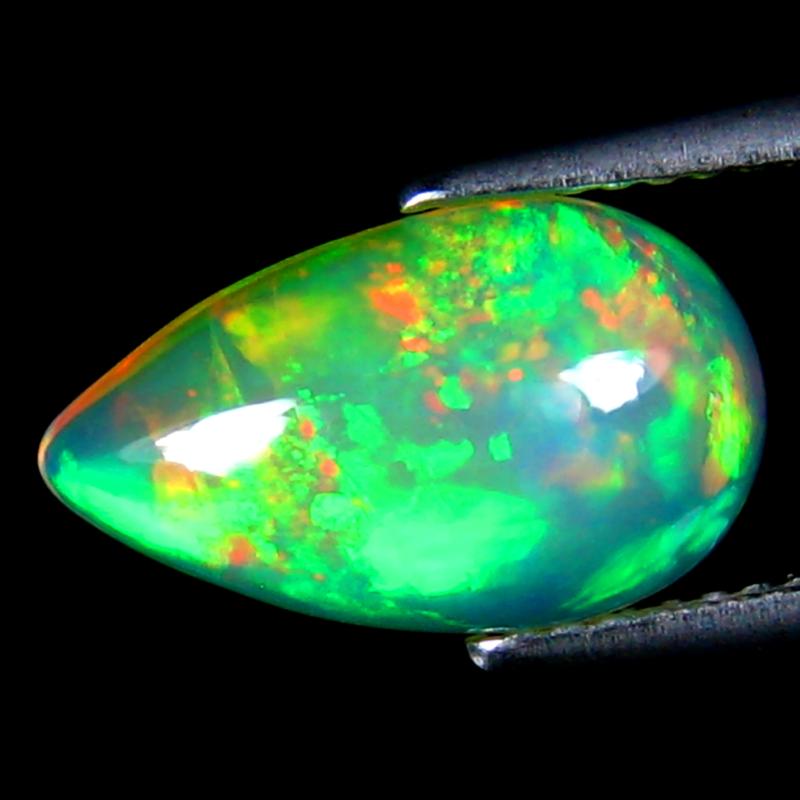 2.35 ct Premium Pear Cabochon Cut (14 x 8 mm) Ethiopia Play of Colors Rainbow Opal Natural Gemstone
