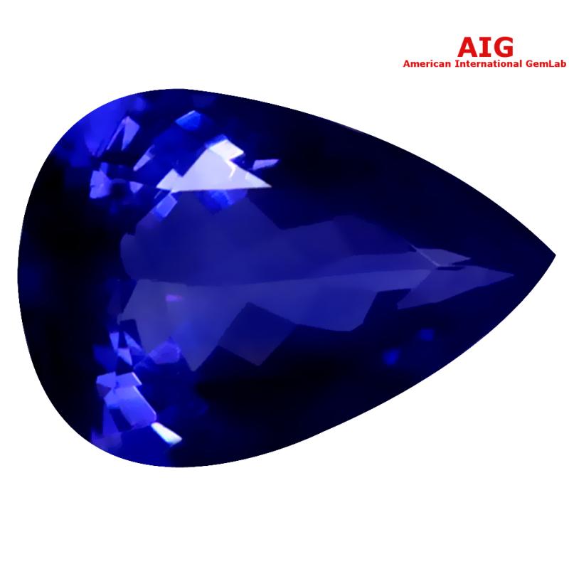 2.66 ct AIG Certified AAAA Grade Significant Pear Cut (11 x 8 mm) D'Block Tanzanite Gemstone