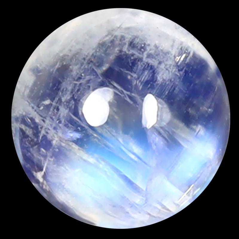 1.63 ct AAA Five-star Round Cabochon Shape (7 x 7 mm) Rainbow Blue Moonstone Natural Gemstone