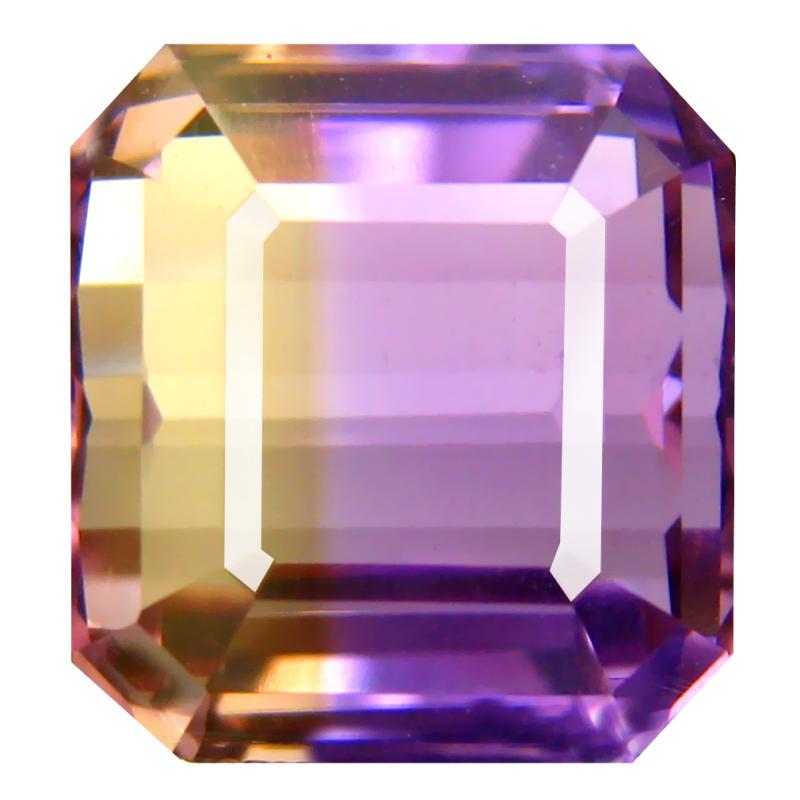 11.22 ct Five-star Octagon Cut (12 x 11 mm) Unheated / Untreated Purple and Yellow Ametrine Natural Gemstone