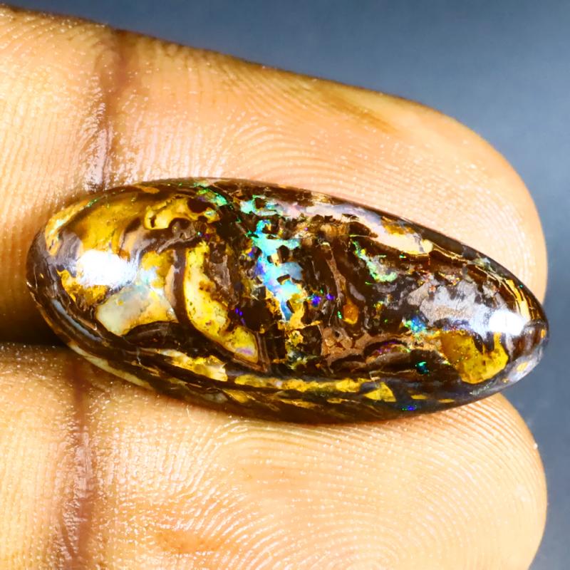 10.64 ct Dazzling Fancy Shape (26 x 12 mm) Multi Color Australian Koroit Boulder Opal Natural Loose Gemstone
