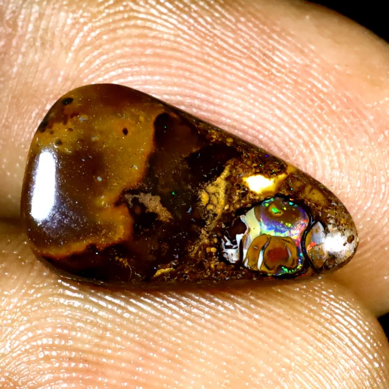 5.30 ct Magnificent Fancy Shape (16 x 10 mm) Multi Color Australian Koroit Boulder Opal Natural Loose Gemstone