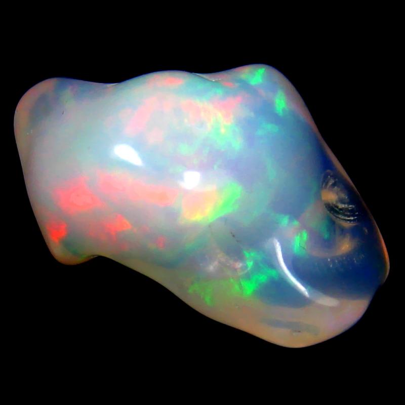 22.93 ct Romantic Fancy Cut (26 x 16 mm) 100% Natural (Un-Heated) Play of Colors Rainbow Opal Natural Gemstone