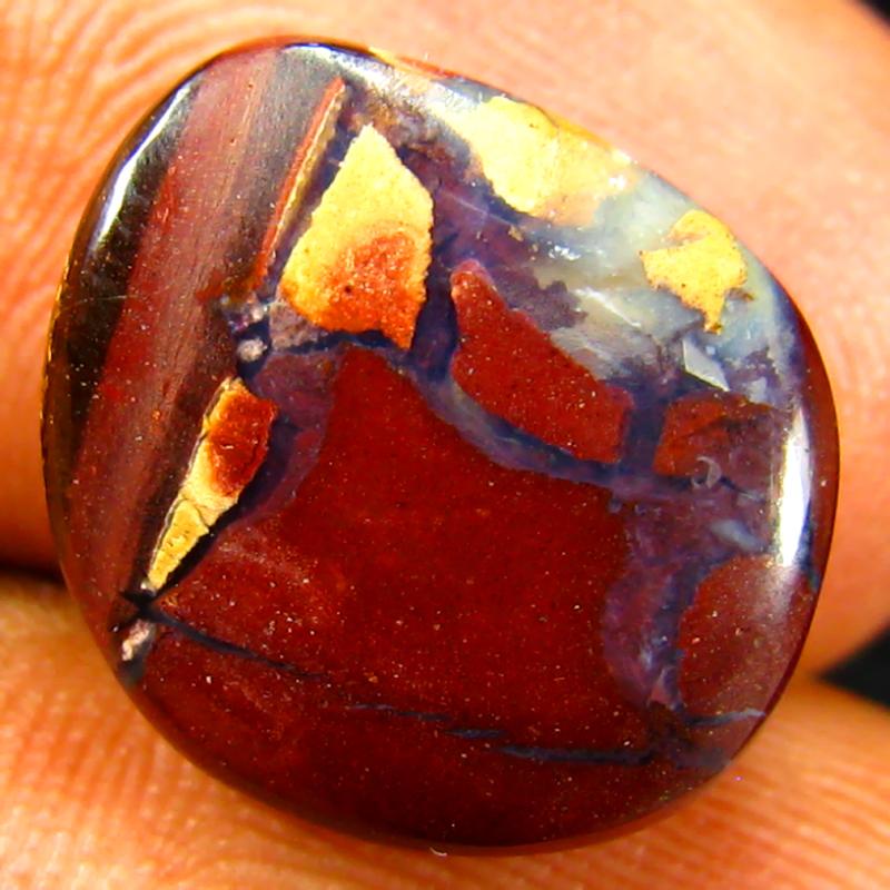 7.06 ct Great looking Fancy Shape (14 x 12 mm) Multi Color Australian Koroit Boulder Opal Natural Loose Gemstone