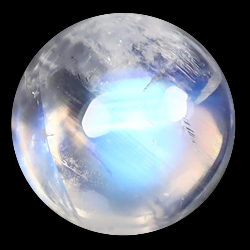 1.92 ct AAA Extraordinary Round Cabochon Shape (7 x 7 mm) Rainbow Blue Moonstone Natural Gemstone