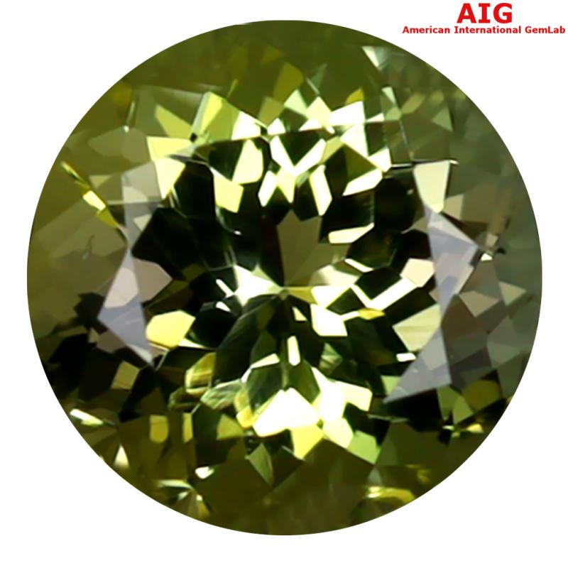 1.67 ct AIG Certified Topnotch Round Shape (7 x 7 mm) Greenish Yellow Tanzanite Natural Gemstone