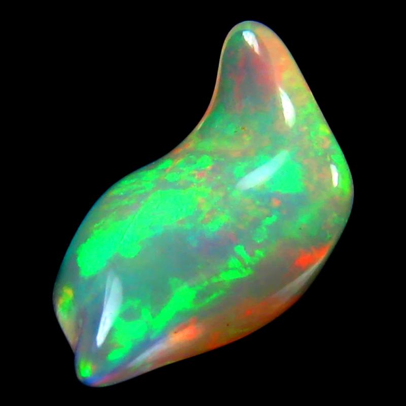 4.07 ct Exquisite Fancy Cut (19 x 9 mm) Unheated / Untreated Play of Colors Rainbow Opal Natural Gemstone