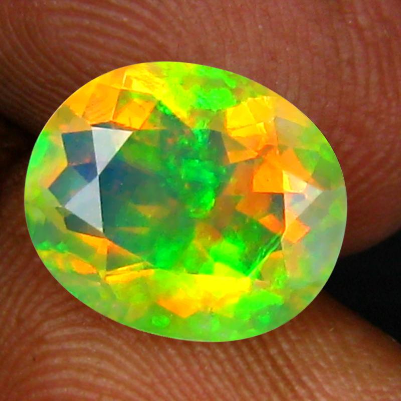 1.79 ct Resplendent Oval (10 x 8 mm) Un-Heated Ethiopia Rainbow Opal Loose Gemstone