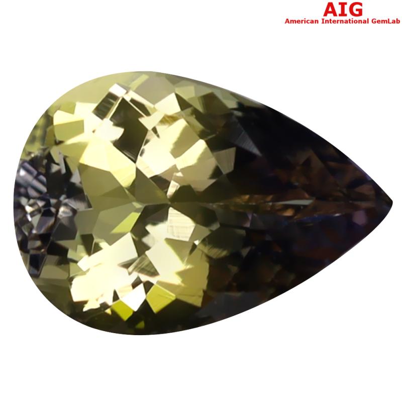 1.83 ct AIG Certified Valuable Pear Shape (10 x 7 mm) Yellow Tanzanite Natural Gemstone